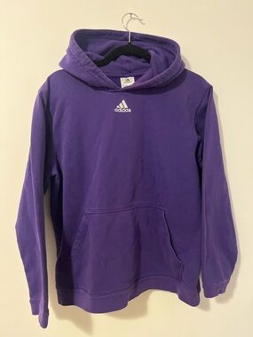 adidas Purple Kids Pullover Hoodie with Front Pocket